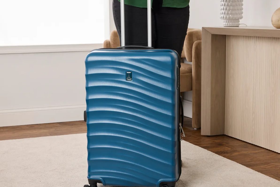 Level8 Carry-On front laptop compartment open with MacBook Pro visible